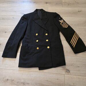 Vtg 60's US Navy Master Chief Petty Officer Dress Dark Blue Jacket READ